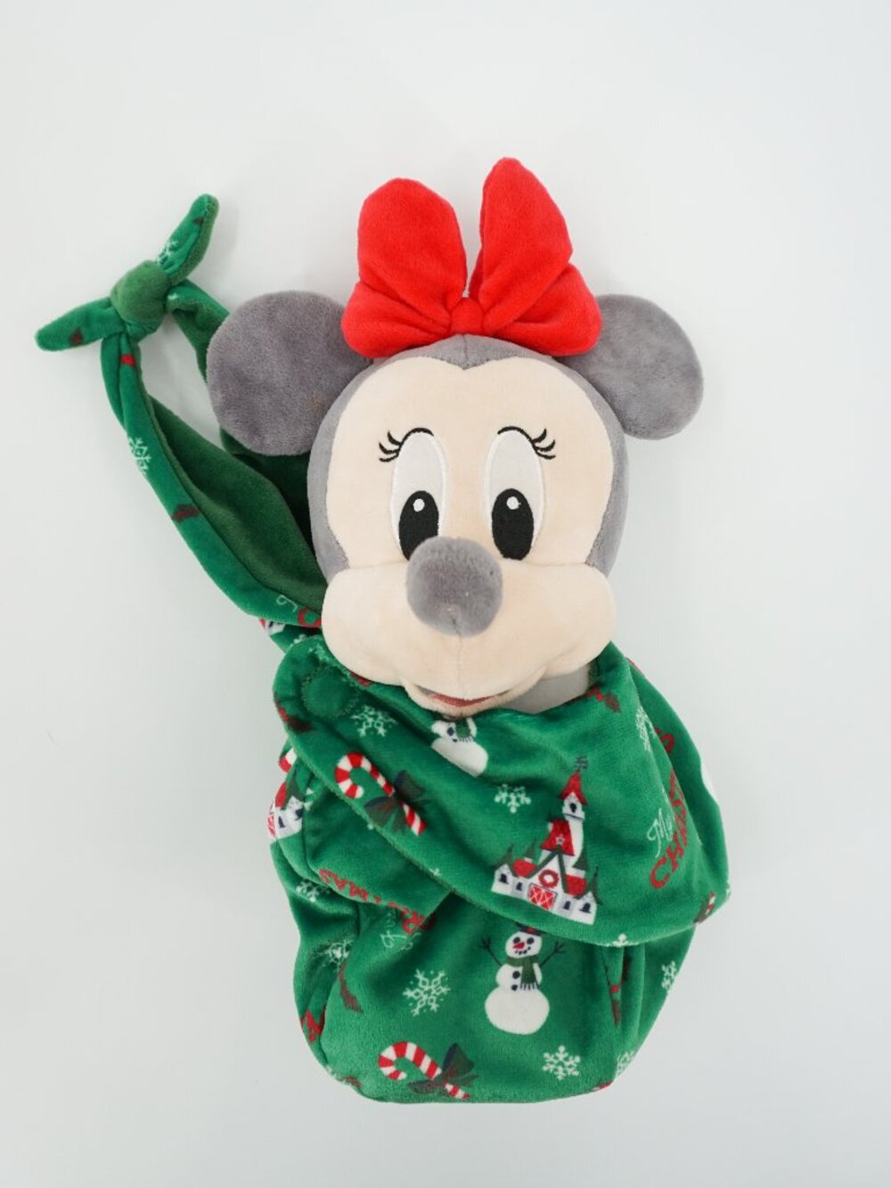 Disney Parks Minnie Baby Swaddle Plush With Blanket Pouch "My 1st Christmas"